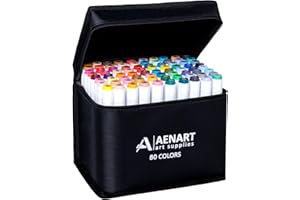 AEN ART Alcohol Markers with Dual Tip - 80 Colors, Permanent Art Pens for Drawing, Sketching, Manga, Anime Design