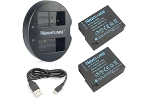 DMW-BLC12 Newmowa podwójna ładowarka USB + 2 baterie zamienne do Panasonic DMW-BLC12, DMW-BLC12E, DMW-BLC12PP Panasonic Lumix DMC-FZ200, DMC-FZ1000, DMC-G5, DMC-G6