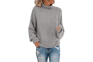OIUHJN Strickpullover Damen Herbst Winter Stehkragen Strickpullover Dicker Pullover Rollkragenpullover Grobstrick Damenpullover Pullover Damen Elegant Strickpulli Oversize Pullover Damen Winterpullover