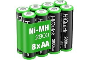 HiQuick Ni-MH AA 8pcs 2800mAh Rechargeable Batteries High Capacity 1.2 Volt(1.2 V) Rechargeable Battery AA Low Self-Discharge