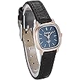JewelryWe Women's Small Square Dial Slim Leather Strap Quartz Wrist Watch - Rose Gold Tone Case