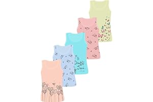 LOREZA ® 5 Mädchen Baumwolle Unterhemden Tank Top Kinder - Gr. 92-170