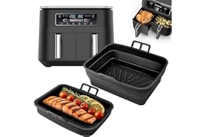 Ninipie Airfryer Zubehör für Ninja Foodi Max Dual Zone AF300EU AF400EU 7.6L-9.5L, 2PCS Silikonform Heißluftfritteuse Zubehör für SL400EU 9.5L Faltbar Silikon Backform Einsatz Air Fryer Accessories