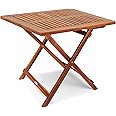CASARIA® Wooden Garden Side Table | Coffee Bistro End Table | Folding Furniture | Solid Acacia Wood | 70x70x73cm | Fold Up Square Patio Balcony Outdoor | Weather-Resistant