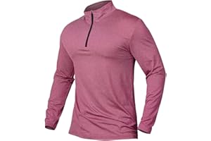 CARWORNIC Men's Active Sports Shirts 1/4 Zip Long Sleeve Running T-Shirts Quick-Dry Pullover Tops Outdoor Polo Shirts