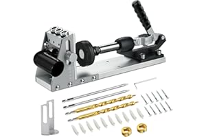 SOFOFUX Pocket Hole Jig Kit, Pocket Screw Jig with Removable Vacuum Adapter, Metal Drilling Locator for 12MM-40MM Thickness Wood Joints and Drilling Hole