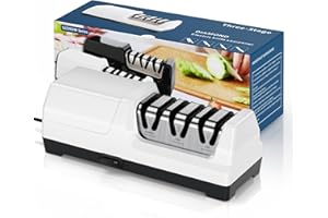 HIUYRFS Affilacoltelli Elettrico Professionale con 3 Livelli, Dischi Diamantati, Protezione contro il Surriscaldamento, Motore Silenzioso, Affilatura Elettrica Rapida per Coltelli da Cucina