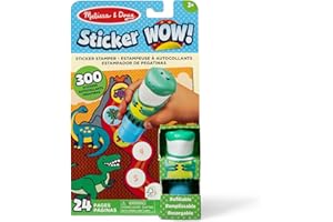 Melissa & Doug Naklejka WOW!™ stempel i 24-stronicowa podkładka do aktywności, 300 naklejek, sztuka i rękodzieło, zabawka fidget, kolekcjonerska postać, dinozaur, kreatywna zabawka podróżna dla