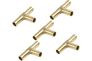 A ABSOPRO Raccordo a T in Ottone Tubo Flessibile Barb Raccordo 10mm 3 Vie T Falegname Adattatore (Set di 5)