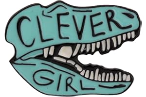 AKTAP Clever Girl Enamel Pins Cartoon Dinosaur Brooch Dinosaur Inspired Gift for Women Girl