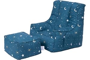 Ready Steady Bed Fauteuil Poire pour Enfants avec Pouf | Canapé pour Salle de Jeux avec sièges Souples et sécurisés pour Les Enfants | Fauteuil Ergonomique pour Les Tout-Petits | (Clair de Lune)