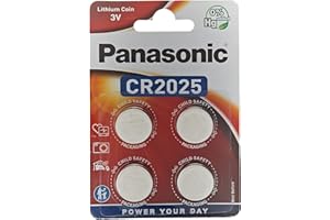 ‎Corp. Panasonic CR2025 Batería de Litio de botón 3 V Pack de 4