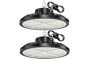 ANNIFUNLY UFO LED Lámpara de Alta Bahía 2PC, 200W 28000LM Iluminación Comercial Focos LED 6500K Blanco Frío, Industriales Iluminación de Almacén IP65 Impermeable, Para Patio, Garaje, Fábrica,Taller