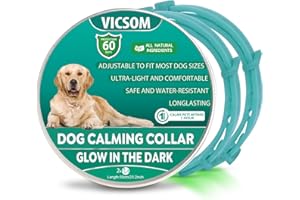 VICSOM Collare Calmante per Cani, Luminoso Collare Calmante Regolabile per Cani, Collare Luminoso Calmo per Cani Naturale Feromoni Anti-Ansia, Impermeabile per Cani di Tutte Le Taglie 23.2In 2Pezzi Azzurro