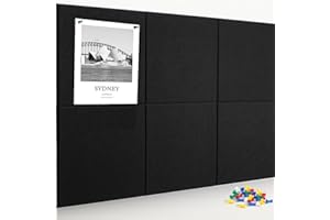 BIGINGJIA Large Cork Board Alternative,Felt Bulletin Board,Pin Board with Removable Adhesive Tabs,Notice Boards with Pins for Display Office,Home,Cork Boards for Walls Photos Memos Black 6Pack