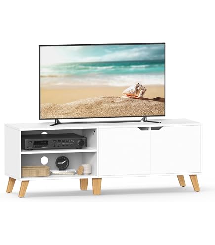 Robas Lund ALIMOS Mobile TV Basso, 204x44x40 Cm, MDF Bianco E Vetro, Rovere
