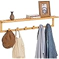 SoBuy® FHK06-N, Bamboo Wall Mounted Coat Rack, Bathroom Wall Towel Rack Shelf with 6 Hooks