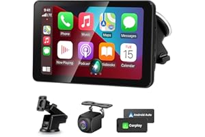 AONEREX Wireless Apple CarPlay Android Auto Screen, Car Stereo 7" Touch Screen with HD Reversing Camera Portable Navigation Radio Vedio Player with Bluetooth WiFi, Live Navigation, Voice Control, Mirror Link