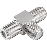 CABLEPELADO F Female to 2X F Female Type T Adapter, F Splitter Female to 2X F Female Type T, T Adapter F Female, 2 Way/5-2400