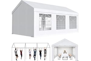 JUMMICO Gazebo Esterno Resistente UV 50+, Tendone per Feste 3x6, Gazebo da Giardino Impermeabilizzazione, Tendone da Esterno per Matrimoni, Feste, Raduni, Riunioni in Giardino, Bianco