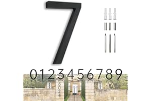 YLYOUNI House Numbers Black Door Numbers Large Metal House Address Number - 7 Inch(17.80CM) Modern 3D Floating House Number Metal Numbers 7#