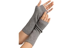 Prettystern Medio-lungo Manicotti Donna 100% Cachemire Lana Scalda Braccia Guanti Senza Dita Scaldamani Cashmere