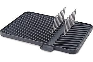Joseph Joseph Flip-up Adjustable Draining Board, Dish rack drainer drying mat with drip tray, Grey, 4