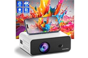 Mini Proyector 4K Soporte, VISULAPEX V12PRO Android 11 Proyector, 12000L WiFi 6 Bluetooth Videoproyector Cine en Casa Compatible con TV Stick/HDMI/USB/AV/Laptop/Phone