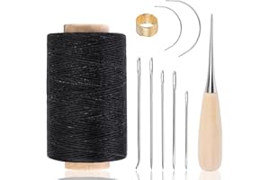 BENLAY Kit De Couture De Fil Ciré En Cuir De 250 M Comprenant Une Aiguille De Fil à Coudre, Un Kit De Réparation De Tapisserie D'ameublement En Cuir Pour La Couture Et La Réparation (Noir)
