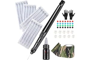 STIGMA Zestaw do ręcznego szturchania i przyklejania tatuażu, zestaw długopisów ze stopu aluminium, ręcznie poke z 20 igłami do tatuażu, artykuły do tatuażu DIY dla miłośnika tatuażu GK801TN01-2