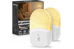 Emeritpro Night Light Plug in Walls, Night Light with Dusk to Dawn Photocell Sensor, Brightness Adjustable, 3000K Soft Warm White, Night Light Kids for Bathroom, Bedroom, Stairs, Hallway, 2 Pack