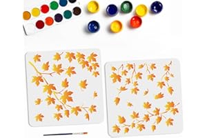 MAYJOYDIY 2pcs Maple Leaf Stencil Fall Leaf Stencils Reusable Maple Leaf Autumn Templates 30×30cm with Paint Brush for DIY Crafts Canvas Fabric Home Decor