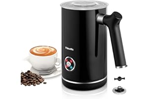 Pukomc Milchaufschäumer Elektrisch, 4 In 1 Milchaufschäumer für Warme und Kalte Milch, 2 Schneebesen für Latte, Cappuccino, Macchiato, 500W, Schwarz, 8oz/240ml