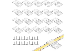 BTF-LIGHTING Clip trasparenti della luce di striscia,autoadesivo con il supporto di montaggio delle viti,20pcs LED forti clip di fissaggio e viti per 10MM larghezza IP30/65 2-4 PIN LED Strip Lights