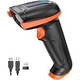 Tera 2D QR Barcode Scanner Wireless USB Wired 1D 2D Handheld Cordless Bar Code Reader for Digital/Printed Barcodes Works with