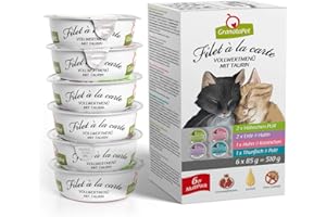 GranataPet Filet à la carte Multipack, pakiet testowy mokrej karmy dla kotów, filety bez dodatku zbóż i bez cukru, pokarm dla kotów o wysokiej zawartości mięsa, 6 x 85 g