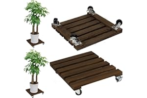BOUFEIDA Lot de 2 rouleaux carrés pour plantes - 35 x 35 cm - Planche à roulettes ronde - Charge maximale : 100 kg - Soucoupe avec roulettes