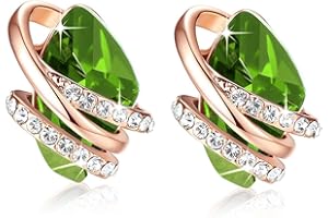 Leafael Pietra dei desideri Orecchini Donna Argento o oro rosa, Pietra di nascita orecchini da donna con cristalli curativi, Senza allergie gioielli donna, Regalo Donna con scatola regalo inclusa