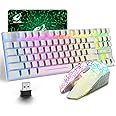 LexonElec T87 Wireless Keyboard and Mouse, Rgb Wireless Mouse and Keyboard Set, Rechargeable 3800mAh Battery Mechanical Feel Keyboards Rainbow LED Backlight Mute Mice for Laptop Pc Mac-White