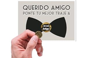 WILD CONFETTI Tarjeta testigo boda hombre | Tarjeta rasca testigos novio amigos | Anuncio Boda