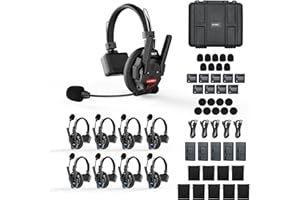 SYNCO XTALK XPRO9 Cuffie Wireless Full Duplex, 2.4G Interfono Wireless Cuffie Comunicazione per Team Cancellazione del Rumore con 9 Cuffie