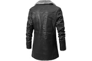 KAGAYD Manteau Cuir Homme 3/4 Biker À Capuche Motard Plus Velours Manteau Moto Cuir Automne Moto Veste Cuir Homme Noir Blouson Moto Hiver Doublure Chaude Pas Cher Hiver Blouson Homme Cuir Veste Moto Cuir