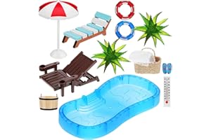 JOINPAYA 1 Set Strand-Mikrolandschaft: Mini-Stranddekorationen Strand Deko Miniatur Set Mini Klein Liegestuhl Deko Strandkorb Hausschuhe Eimer Badetuch Zubehör für DIY Garten