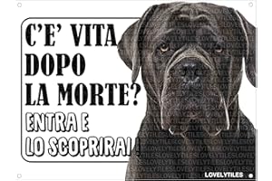 Lovelytiles Cane Corso ATTENTI al Cane Esiste LA Vita Dopo LA Morte? Targa Cartello INSEGNA (Metallo)