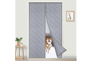 ACEBON Magnetyczna izolacja termiczna zasłona na drzwi na zimę pasuje do drzwi o wymiarach 81 x 203 cm, tymczasowa izolacja termiczna, ulepszona grubsza tkanina Oxford wypełnienie z włókna poliestrowego