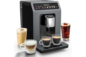 Krups Evidence Hot & Cold, Machine à café grains automatique, 18 recettes chaudes et froides, espresso, One Touch cappuccino, interface intuitive, EA898GF0, Gris