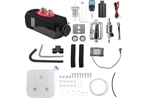 1inchome 2KW / 5KW / 8KW Riscaldatore ad Aria Diesel 12V Riscaldatore di parcheggio per Camion per Barche per Auto con Interruttore LCD (Fibra di Carbonio Nero, 2KW Vecchio Telecomando)