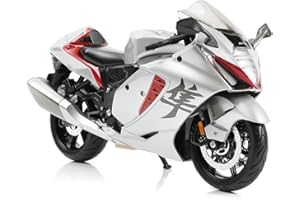 Risopen 1/12 Hayabusa Motorcycle Model Toy Silver Sports Motorcycle Model Collection for Adults