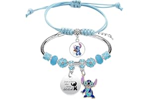 PQKL-PARTY Pulseras Stitch,Lilo y Stitch Pulseras Niña , Stitch Regalos Joyería Pulsera Acero Inoxidable para Cumpleaños de Niñas