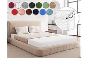 Sesto Senso Prześcieradło z gumką 160 x 200 cm białe do toppera frotte z gumowym ściągaczem 100% bawełna